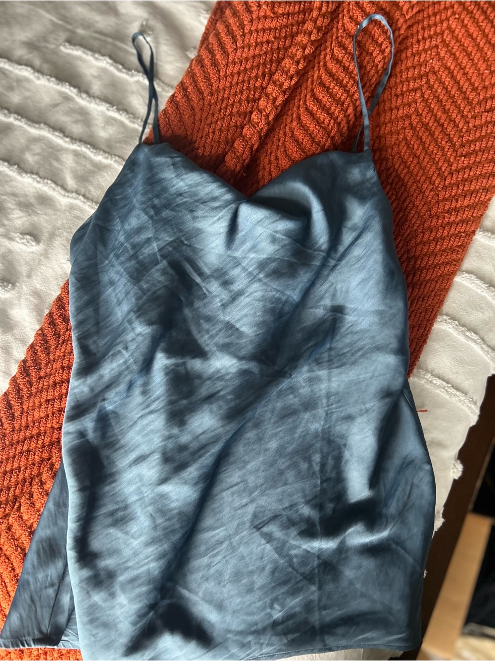 LOFT Teal Blue Satin Cami Top